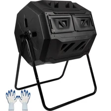 Compost Tumbler - 43Gal Compost Bin with Dual Chambers, 360-Degree Rotating D...