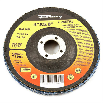 71992Forney Industries Flap Disc, Type 29, 4 in x 5/8 in, ZA60 