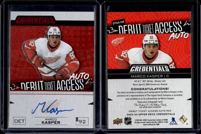 2024-25 Upper Deck Credentials Debut Ticket Access Red Rookie Marco Kasper /49