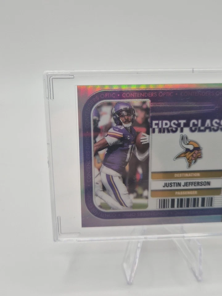 Boleto de primera clase 2024 Optic Case Hit SSP Silver Prizm Justin Jefferson Vikings Foto 2 de 4