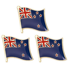 3 X New Zealand National Flag Enamel Pin Badge Lapel