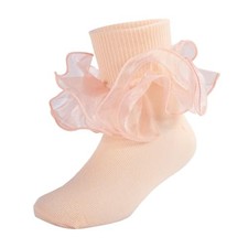 Girls Ruffle Socks Toddler Girl Frilly Dress Socks 10-12 Years Light Pink