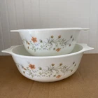 2 Vintage Pyrex England Emily Spring Garden Casserole Dishes 1.5 Qt & 1 Qt