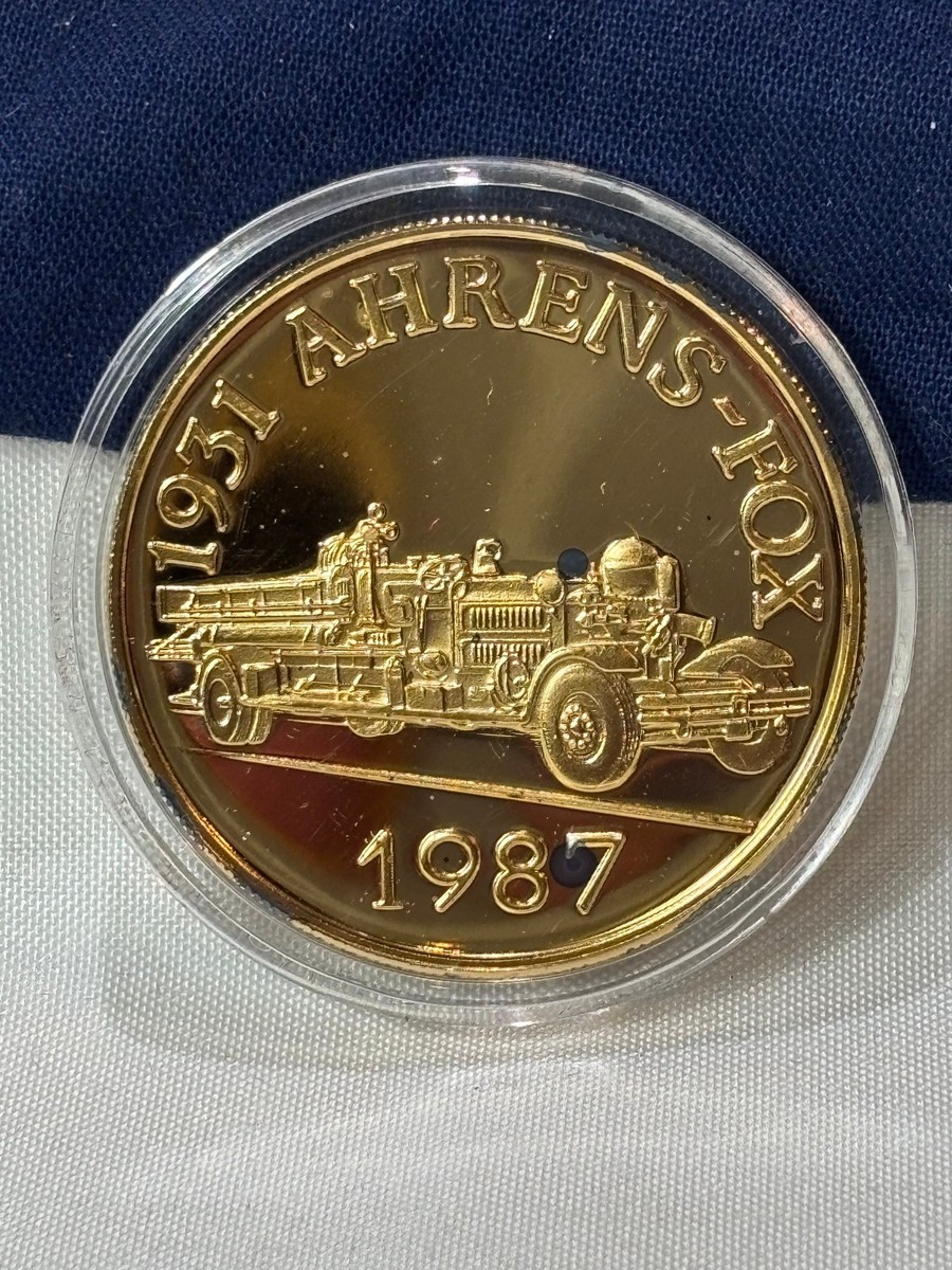 999 Fine Silver Gold Plated 1 Oz Round 1987 Ahrens- Fox The