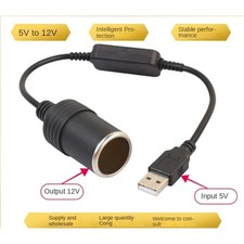 Car Cigarette Lighter Socket USB A Male 5V To 12V Converter Adapter Plug Cable