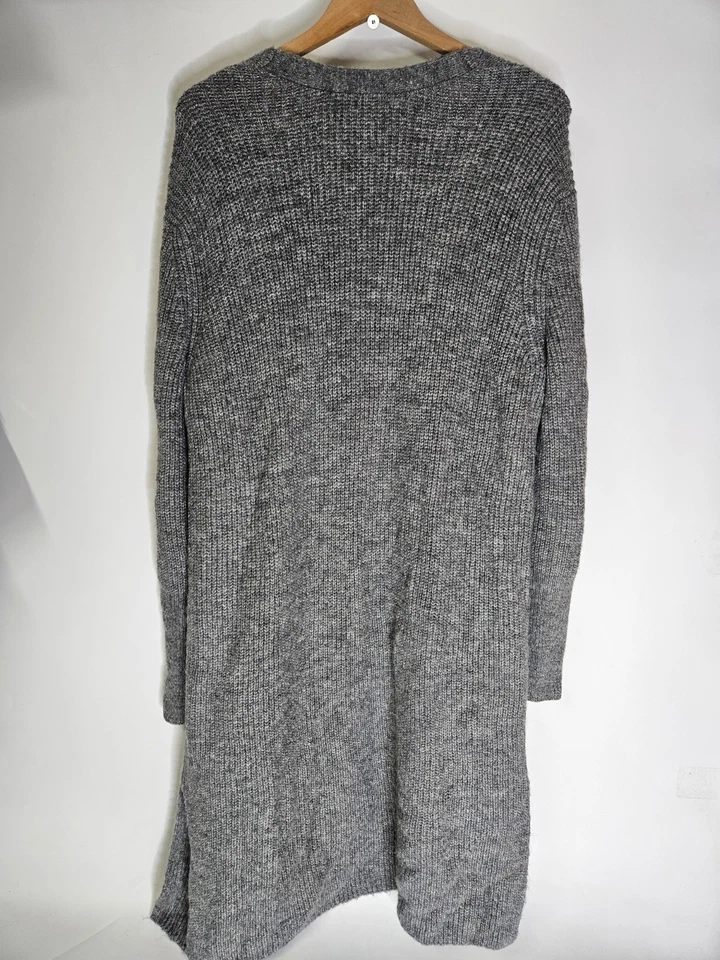 Cardigã suéter feminino Nordstrom halogênio longo robusto malha outono inverno L cinza - Imagem 3 de 4