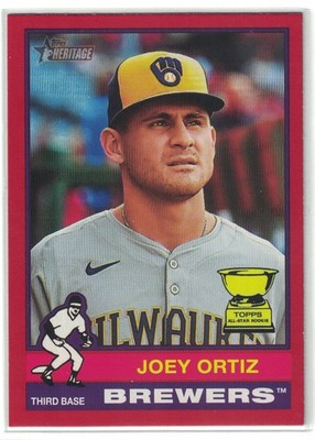 2025 Topps Heritage Baseball Joey Ortiz #207 Red Border Brewers First Base