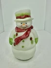 HTF Vintage Fenton Glass Custard Snowman Fairy Lamp Light Hand Painted W/label