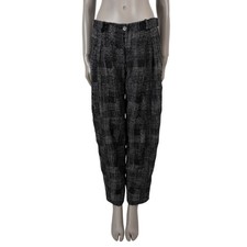73182 auth CHANEL black white wool 22A FLORENCE PLEATED TWEED Pants 40 M