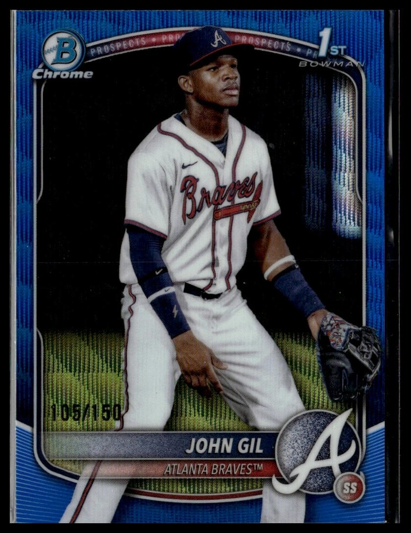 2025 Bowman Chrome #BCP-172 John Gil Bowman Chrome Prospects Blue Wave #/150
