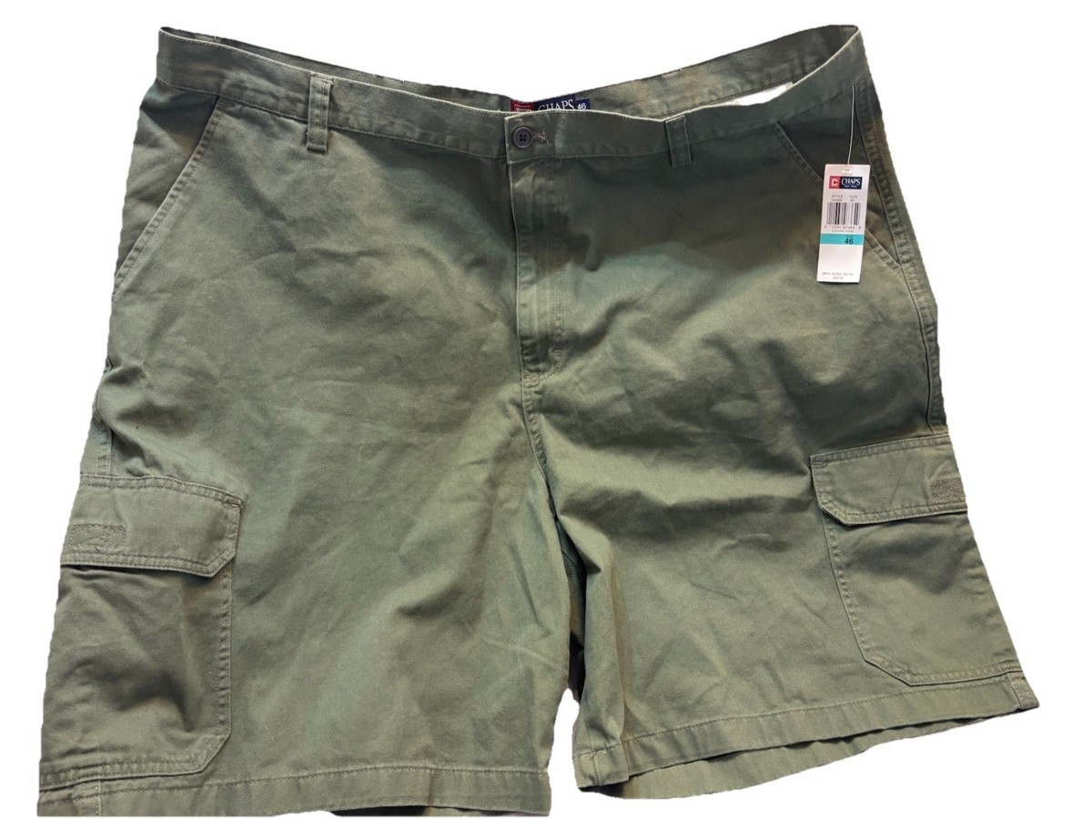 Chaps Cargo Shorts Mens 46 Dark Green Big&Tall Cotton NWT Pockets