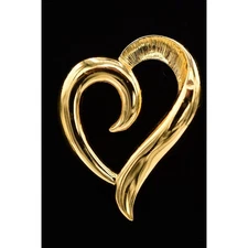 Napier Vintage Heart Pin Brooch Shiny Gold Tone Chunky Signed BinAP
