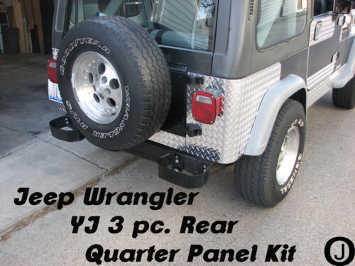 Se adapta a Jeep YJ Wrangler 3 piezas placa de diamante de aluminio para la carrocería trasera protectores de esquina - Imagen 3 de 7