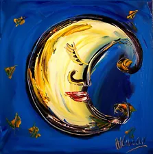 MOON DREAM █art █PAINTING█MODER​N█ORIGINAL█CANVAS█ART█LARG​E█CONTEMPORARY█ 