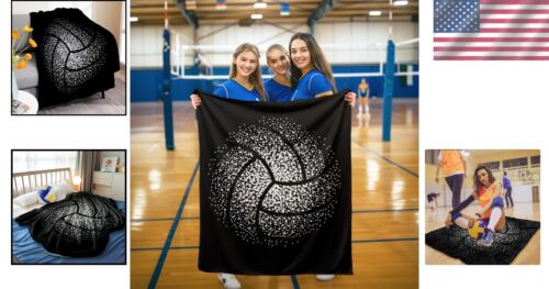 Chic Volleyball Pattern Throw Blanket 60"x50" - Perfect Gift for Athletes - Picture 2 of 10