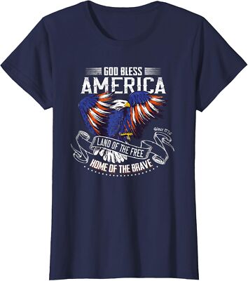 Bless America Land of the Free Because of the Brave Ladies' Crewneck T-Shirt