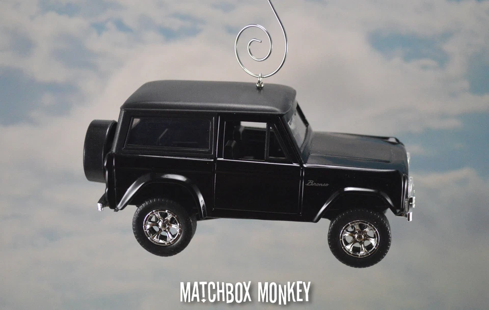 Black 1973 Full Size Ford Bronco Christmas Ornament 1/32 Emblem SUV 4x4 Truck - Image 2 of 4
