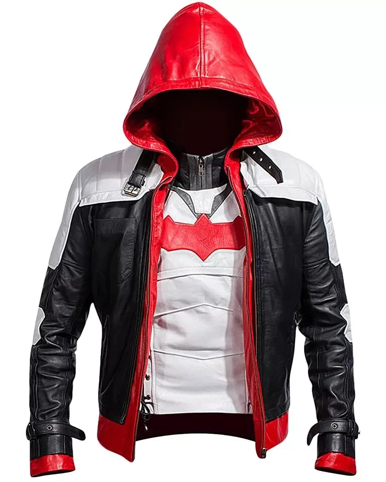 Men's Batman Arkham Nights Jacket + Vest Real Leather Biker Fashion Model Jacket