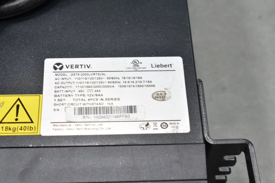 Emerson Vertiv Liebert GXT5-2000LVRT2UXL, Rack/Tower UPS, 2000VA,1800W, 125V,16A - Image 4 of 4