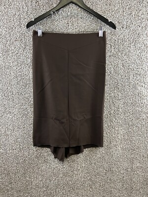BCBGMaxazria Brown Straight Career Skirt Wool Blend Flare Back Lined Women's 0