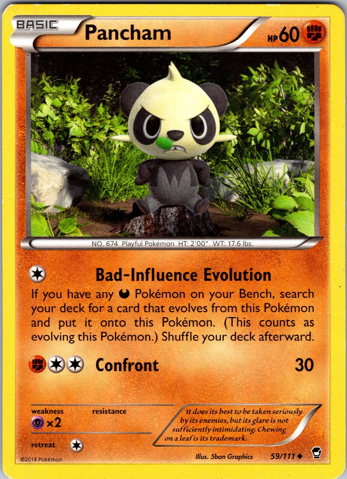 Pokemon TCG Pancham XY Furious Fists 59/111 Regular Uncommon Card Played LP