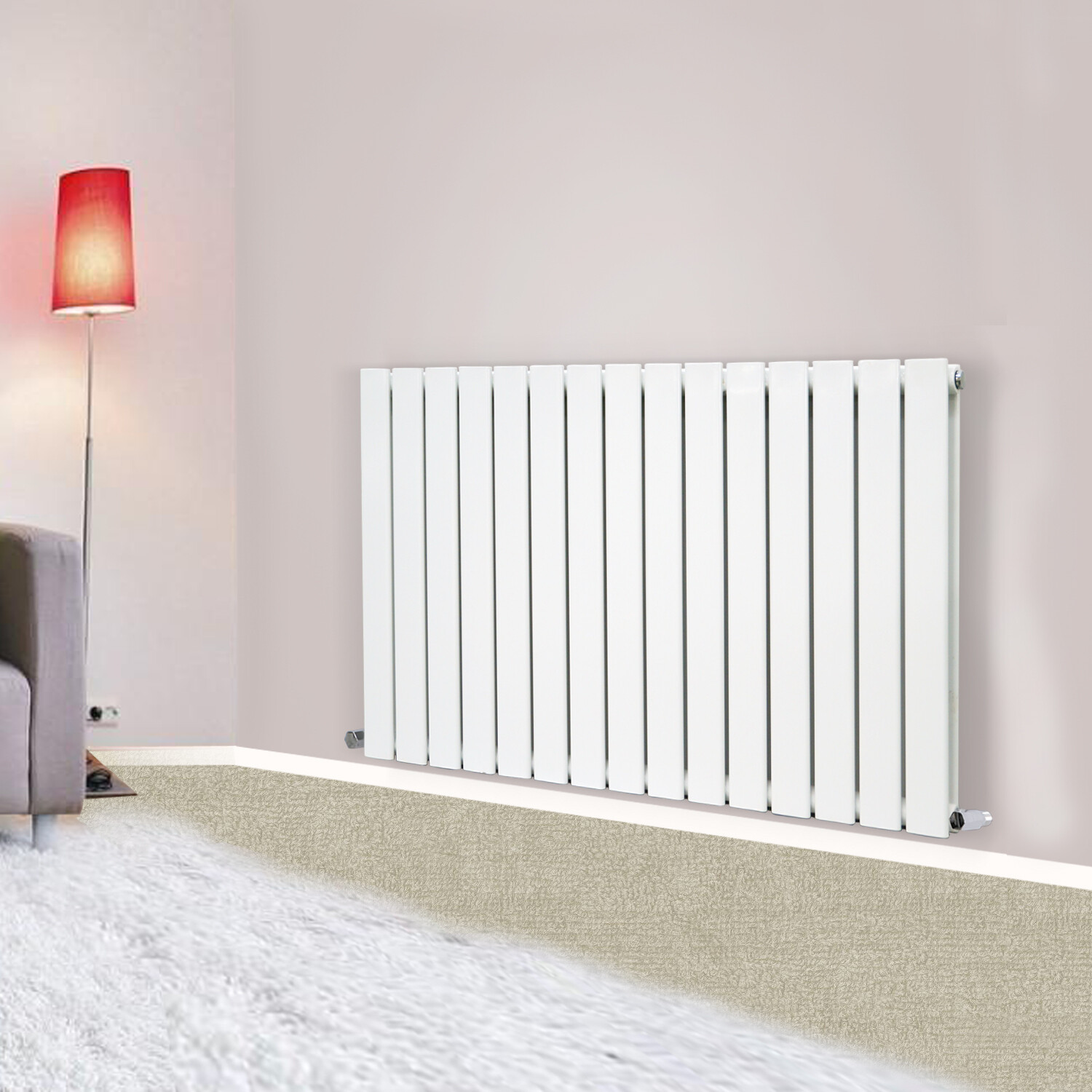 Horizontal Designer Radiator Flat Panel White Double Column Rads 600x1020mm