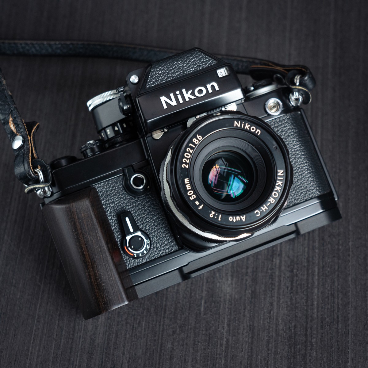【断捨離のため】amanos signature 2 Wood L Hand Grip Handle For Nikon F2 F2A F2AS Camera w/Aluminum