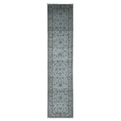 2'8'' x 13' Gray Overdyed Ziegler Mahal Pure Wool Hand Knotted Runner Rug R80932