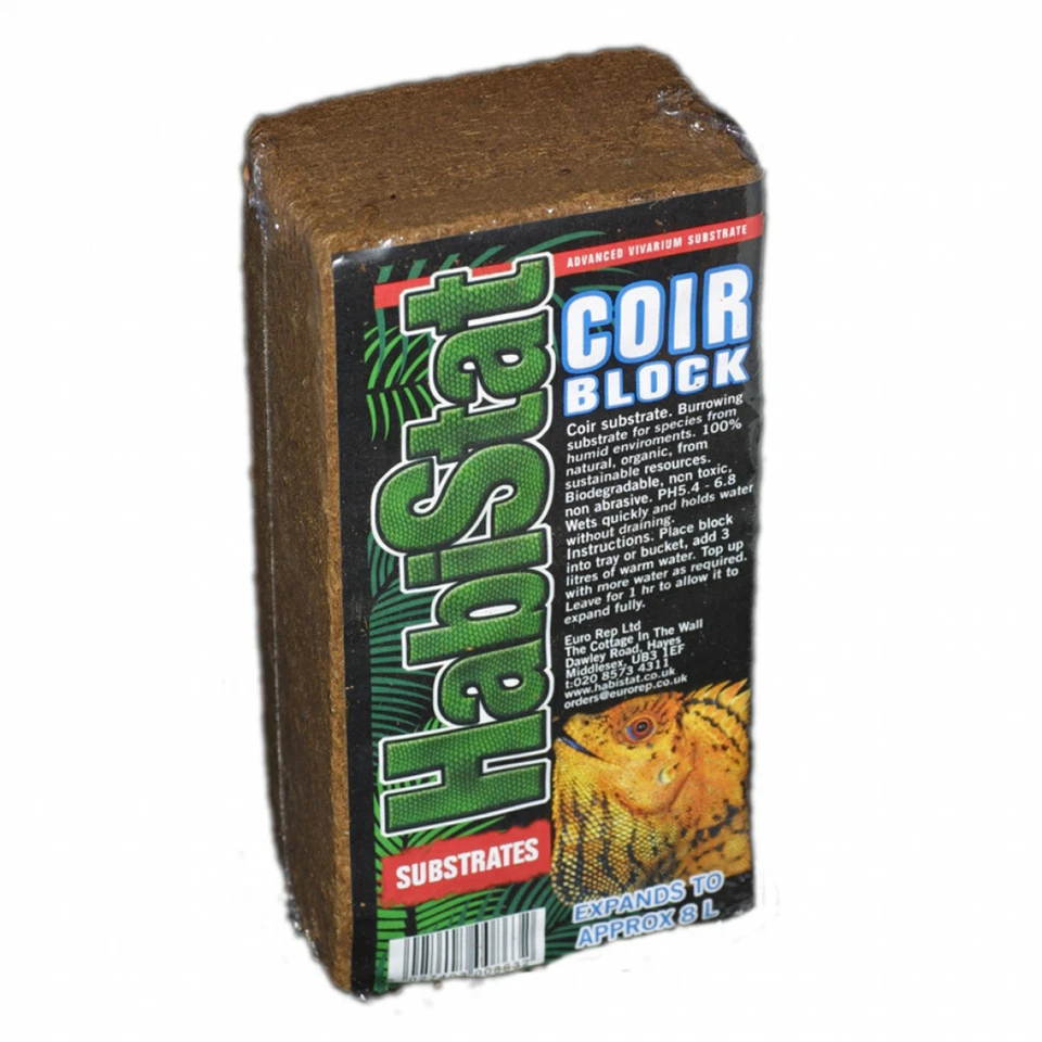 Habistat Coco Brick 650g expands 800% - Tortoise Bedding / substrate NATURAL