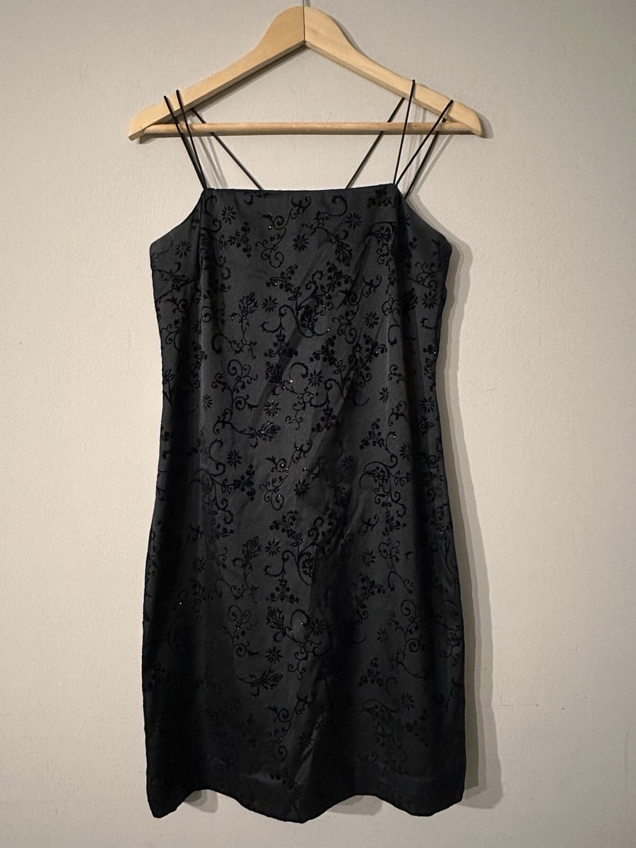 navy blue dress for baby girl Vintage Byer Too! Y2K 90s Black Sparkle Strappy Stretch Sheat Party Dress  Sz 11