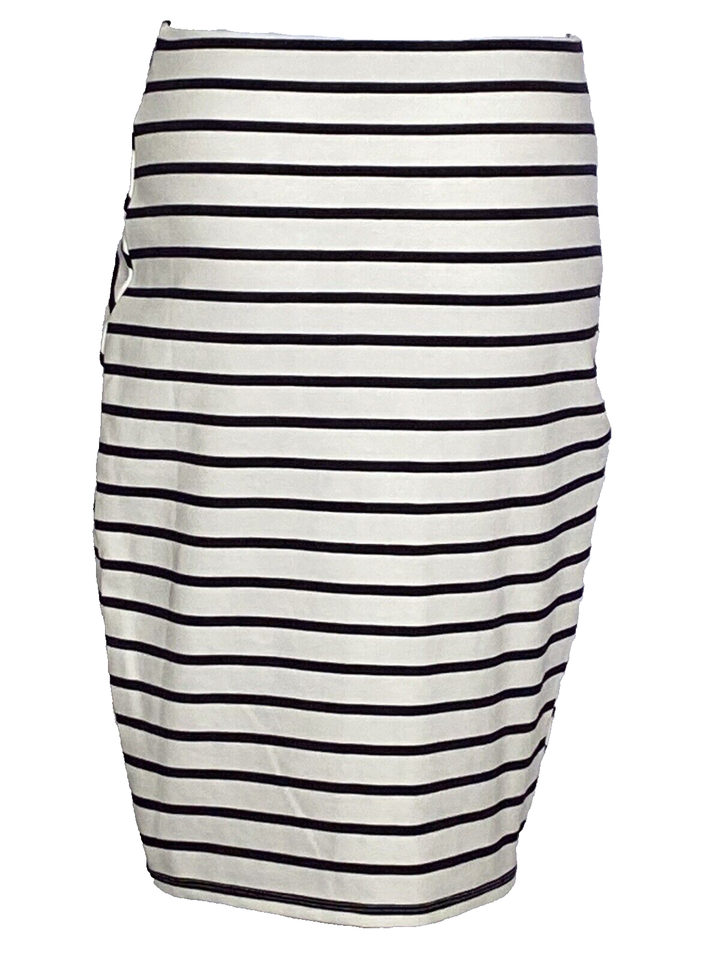 Sportsgirl Pencil Skirt Womens Size S Viscose Blend Navy Blue & White