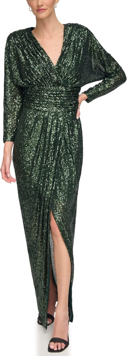 slim fit dress slacks PRE ORDER* Raquel Maxi Dress with Bishop Sleeves in Malachite Kaleido