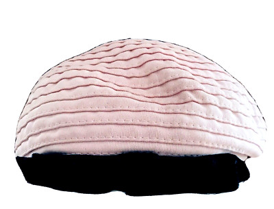 VINTAGE GIRLS PINK GROSGRAIN RIBBON BERET HAT, BLACK VELVET  display picture 2