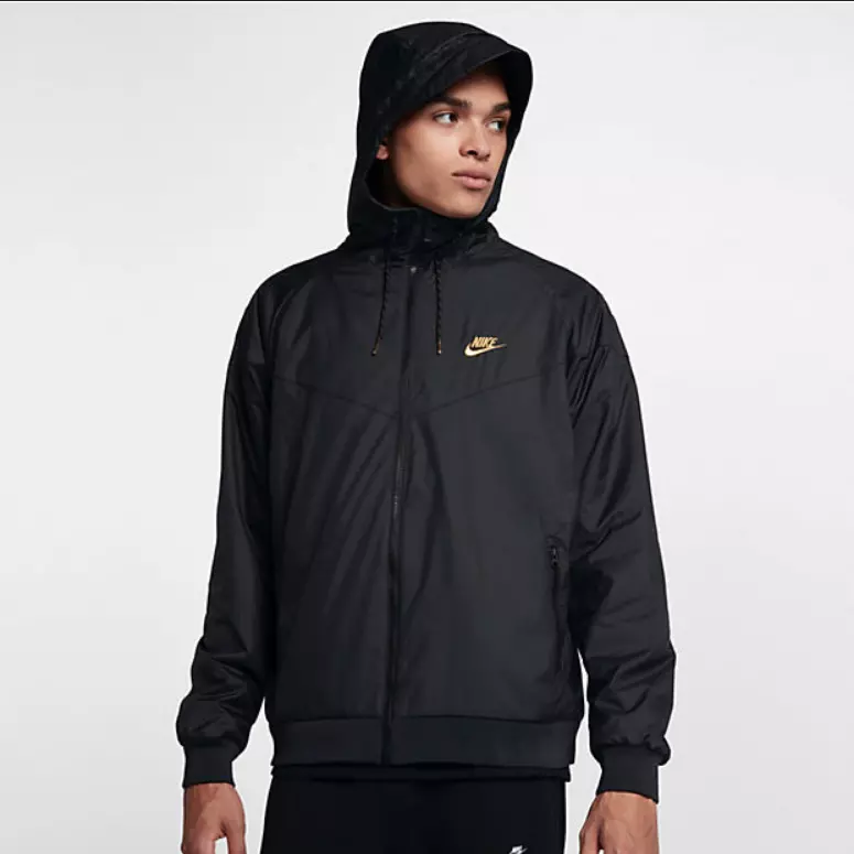 Nike Sportswear Windrunner Winterized QS Full Zip Jacket Black Gold 2XL eBay