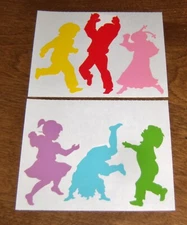 Mrs. Grossman Vtg.Sticker Sheet (two half sheets) ~ Silhouette Children Playing