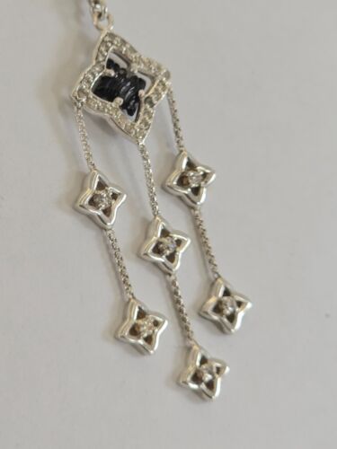 David Yurman Sterling Silver Onyx & Diamonds Quatrefoil Earrings - Picture 4 of 7