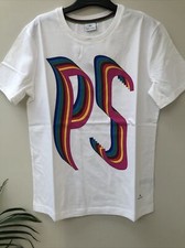 Designer Paul Smith White Organic Cotton Rainbow PS T Shirt Size S BNWT RRP �65