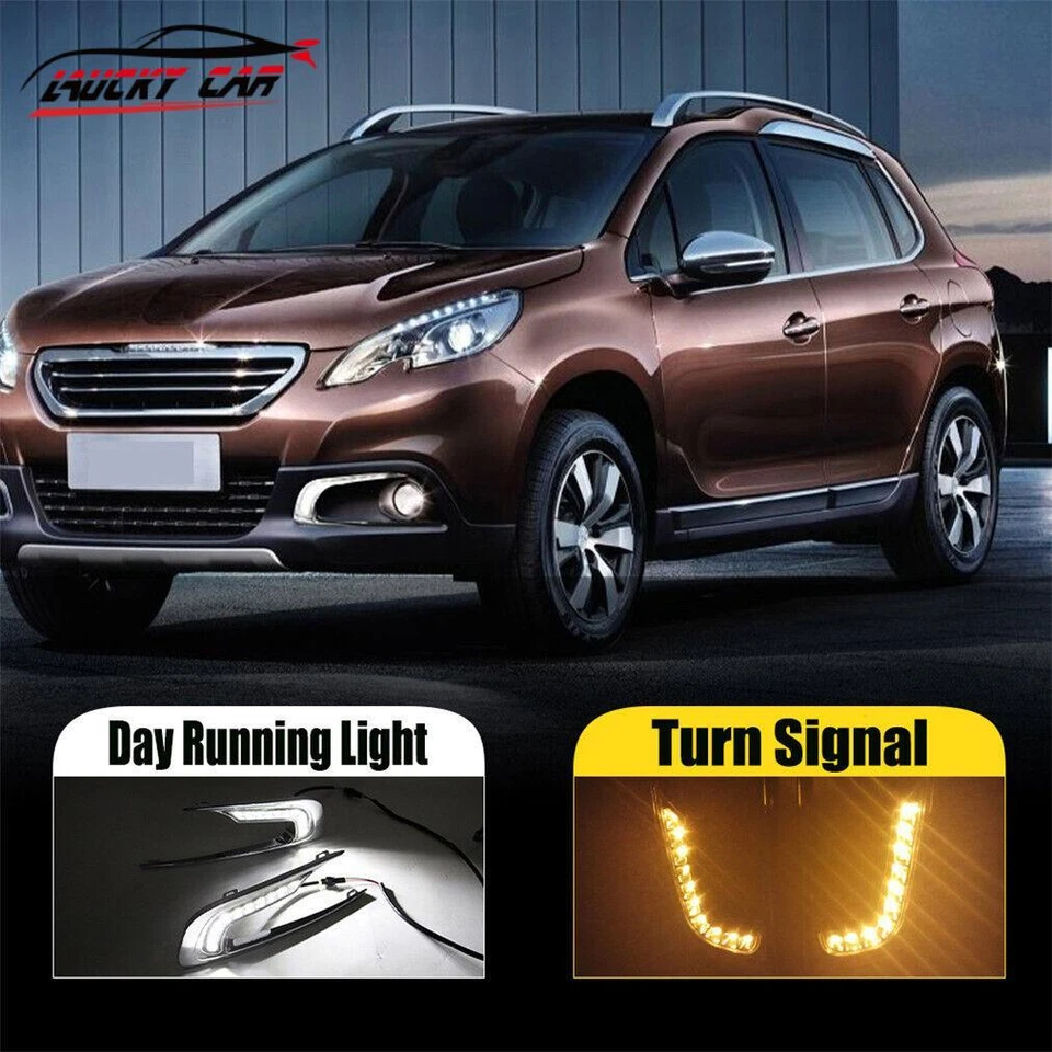 Par de luces de circulación diurna LED antiniebla DRL para Peugeot 2014-2016 Foto 2 de 4
