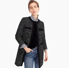 J.Crew NWOT Tweed Lurex Lady Coat with Braided Trim - Metallic - Size 0