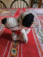 Vtg 1968 Snoopy Peanuts United Crocheted Stuffed Animal Dog Ornament 3.5  Mini