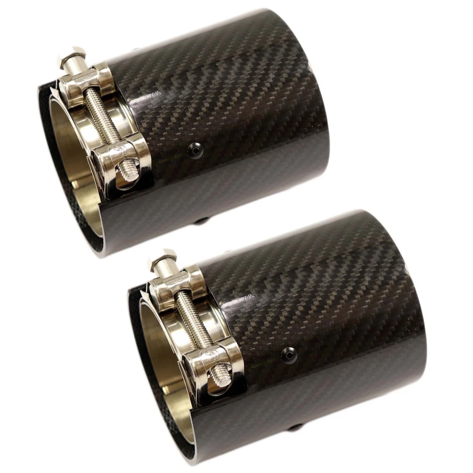 2 Carbono Escape Tubos de Kit Azul/Negro Brillante para BMW 2er M2 3er M3 4er - Imagen 1 de 4