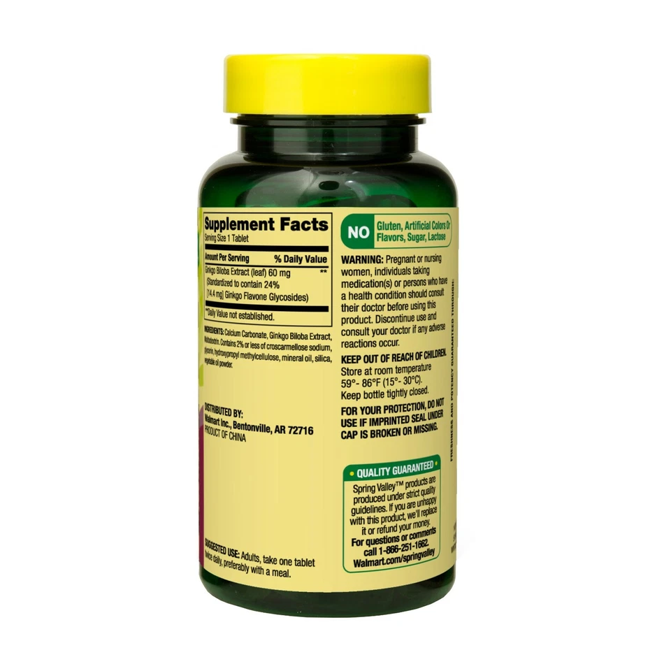Spring Valley Ginkgo Biloba Extract Tablets, 60 mg, 240 Count.. - Image 3 of 3