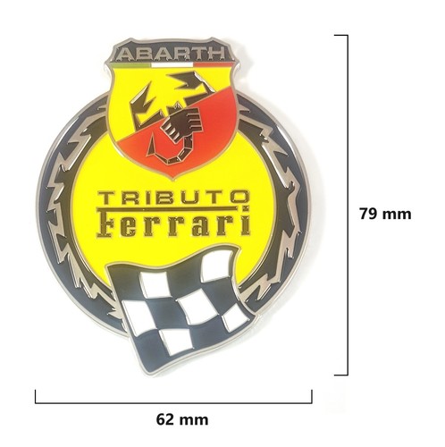 ABARTH TRIBUTO FERRARI KIT COMPLETO FREGIO BADGE EMBLEMA 695 IN METALLO 3D - Picture 2 of 4