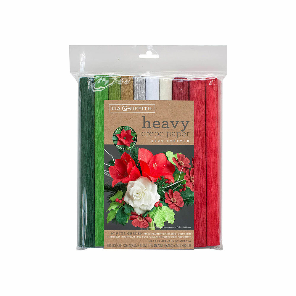 Lia Griffith Crepe Paper Heavy 25cm x 100cm Winter Garden Mix 10 Rolls