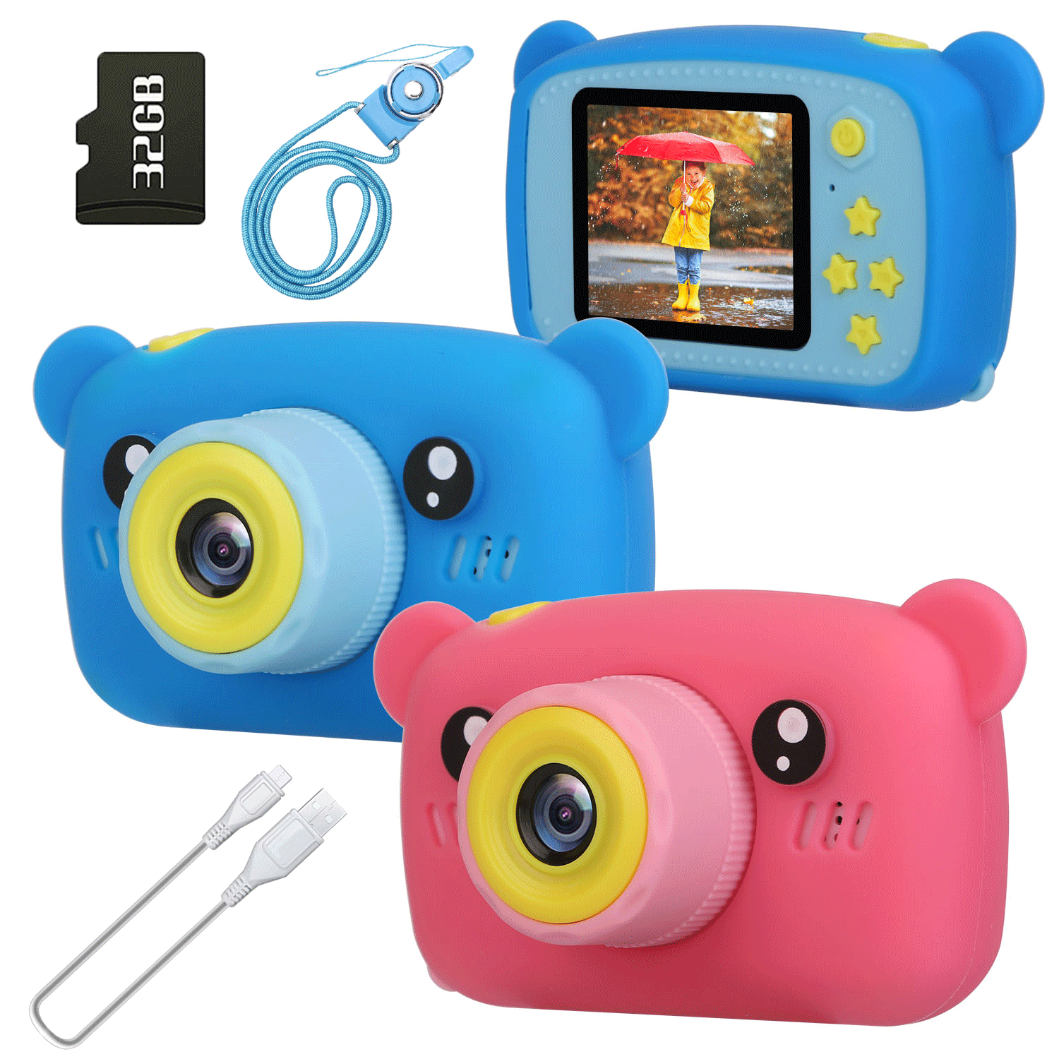 Kids Camcorder Digital Camera Child Video Camera Christmas Gift Toy W/ 32G Card-image