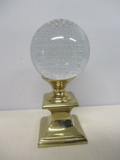 CRYSTAL BALL PAPERWEIGHT with BUBBLES SET ON BRASS STAND