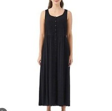 Frye Women's Black Sleeveless Button Front Midi Dress with Pockets Size Large