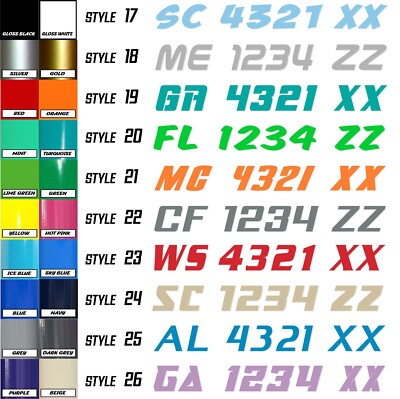 Boat Registration Numbers & Letters 2 Pack Custom 3'' Boat & Jetski  Stickers 1CL