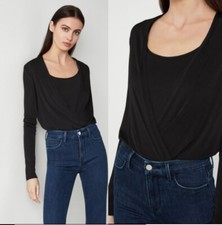 NWT BCBG MAXAZRIA Surplice Bodysuit Black Size XXS FPS1268113