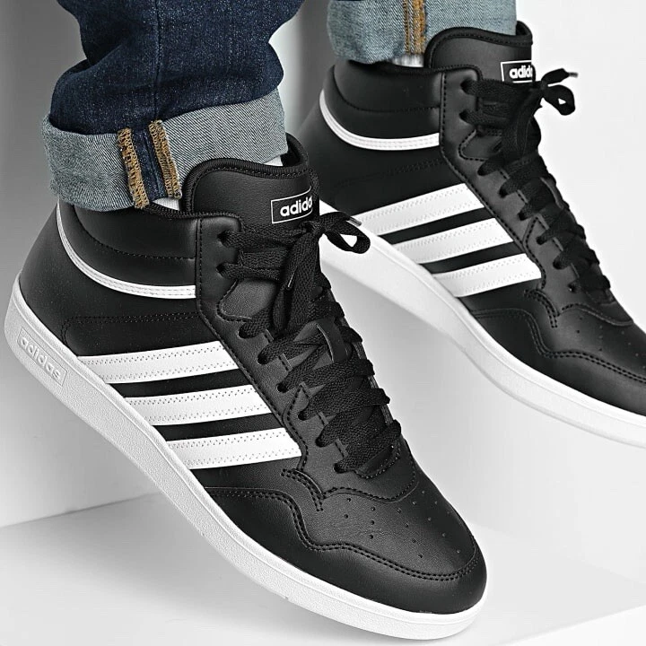 Adidas Hoops 4 Mid Men’s Athletic Shoe Black Sneaker Footwear Trainers #994